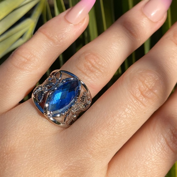 NEW 925 Sterling Silver Blue Stone Ring - Picture 14 of 14